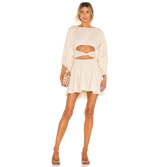 JBQ X REVOLVE Colette Dress in Vanilla Cream Linen - Picture 1 of 5